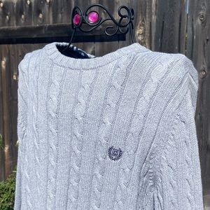 Grey Chaps Cable Knit Crewneck Sweater